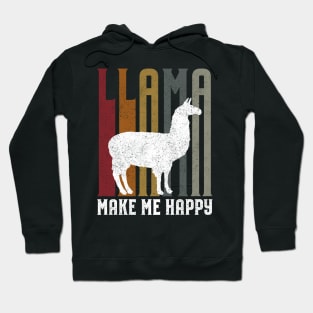 Cute & Funny Llama Make Me Happy Retro Llamas Hoodie